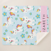 Patroon van eenhoorns, leuke eenhoorns, Jouw naam Sherpa Deken (Voorkant (horizontaal))