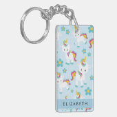 Patroon van eenhoorns, leuke eenhoorns, Jouw naam Sleutelhanger (Voorkant Links)