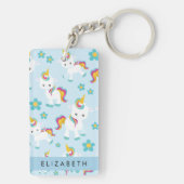 Patroon van eenhoorns, leuke eenhoorns, Jouw naam Sleutelhanger (achterkant)