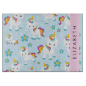 Patroon van eenhoorns, leuke eenhoorns, Jouw naam Snijplank (Voorkant)