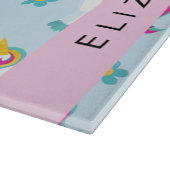 Patroon van eenhoorns, leuke eenhoorns, Jouw naam Snijplank (Hoek)