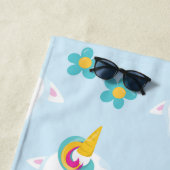 Patroon van eenhoorns, leuke eenhoorns, Jouw naam Strandlaken (In situ)