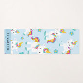 Patroon van eenhoorns, leuke eenhoorns, Jouw naam Yogamat (Voorkant (horizontaal))