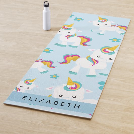 Patroon van eenhoorns, leuke eenhoorns, Jouw naam Yogamat (In situ)