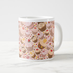 Patroon van feestelijke cupcakes grote koffiekop