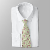  patroon van Floral roze rozen & White Flowers Stropdas (Gebonden)