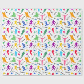 Patroon van Football Player-silhouetten op wit Cadeaupapier (Vlak)