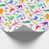 Patroon van Football Player-silhouetten op wit Cadeaupapier (Hoek)