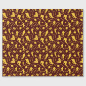 Patroon van gele Footballs op Bourgogne Cadeaupapier (Vlak)