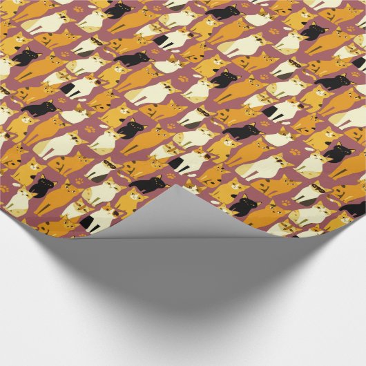 Patroon van gember, zwarte en witte katten cadeaupapier (Hoek)