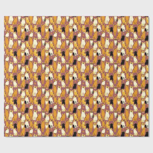 Patroon van gember, zwarte en witte katten cadeaupapier (Vlak)