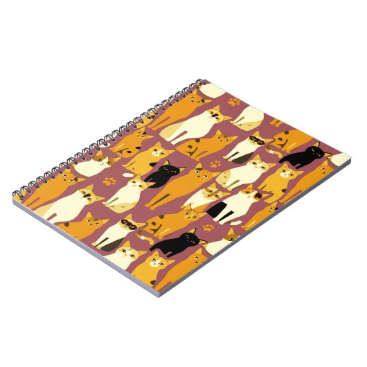 Patroon van gember, zwarte en witte katten notitieboek (Linkerzijde)