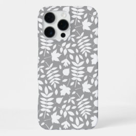 Patroon van gevallen bladeren wit op grijs iPhone 16 pro max hoesje