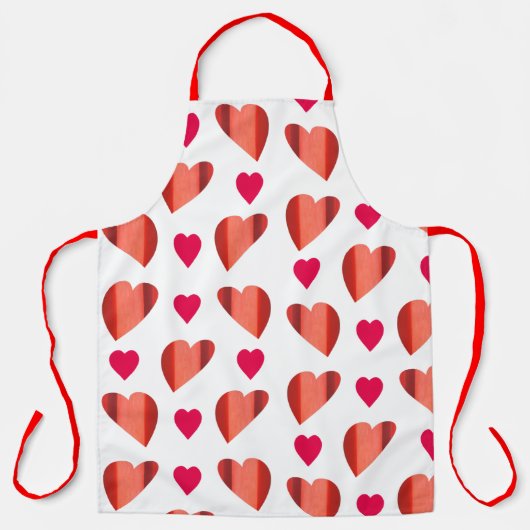 Patroon van gevarieerd en vast rood harten schort (Voorkant)