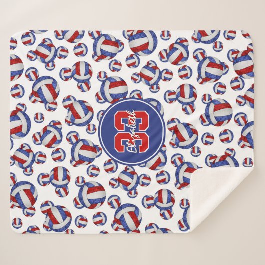 patroon van giraal rood wit en blauw volleybalken sherpa deken (Voorkant (horizontaal))