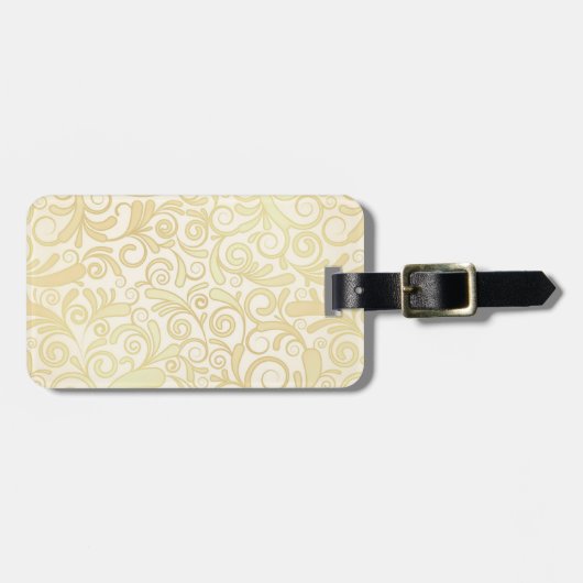 patroon van goudflorale bladeren bagagelabel (Voorkant horizontaal)
