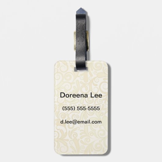 patroon van goudflorale bladeren bagagelabel (Achterkant verticaal)