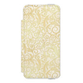 patroon van goudflorale bladeren incipio iPhone portemonnee hoesje (Voorkant Agenda)