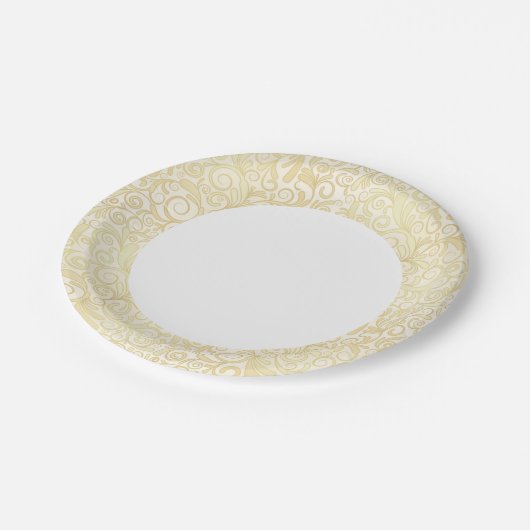 patroon van goudflorale bladeren papieren bordje (Gekanteld)