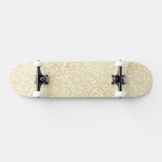 patroon van goudflorale bladeren persoonlijk skateboard (Horizontaal)