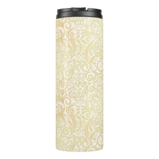 patroon van goudflorale bladeren thermosbeker (Achterkant)