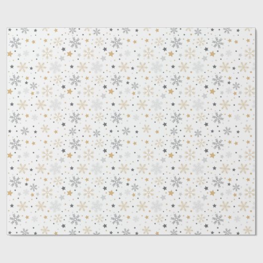 patroon van grijze en gele sneeuwvlokken cadeaupapier (Vlak)