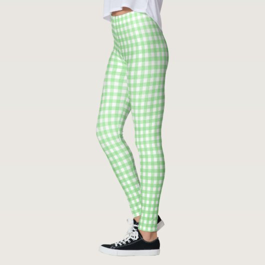 patroon van groene en witte gingham leggings (Links)