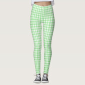 patroon van groene en witte gingham leggings (Voorkant)