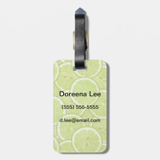 patroon van groene Limoen Bagagelabel (Achterkant verticaal)