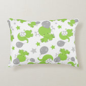 Patroon van groene olifanten, luifantennestelaars, accent kussen (Voorkant)