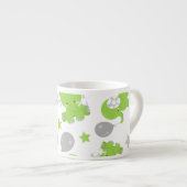 Patroon van groene olifanten, luifantennestelaars, espresso kop (Voorkant rechts)