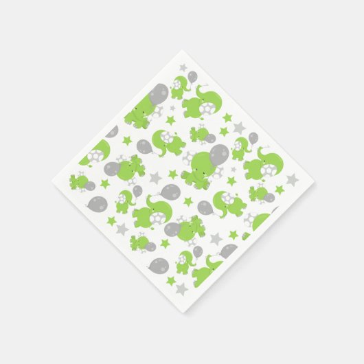 Patroon van groene olifanten, luifantennestelaars, servet (Hoek)