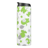 Patroon van groene olifanten, luifantennestelaars, thermosbeker (Geroteerd rechts)