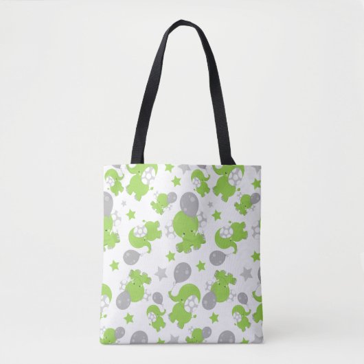 Patroon van groene olifanten, luifantennestelaars, tote bag (Voorkant)