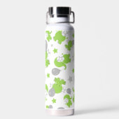 Patroon van groene olifanten, luifantennestelaars, waterfles (Achterkant)