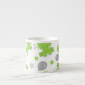 Patroon van groene olifanten, sterren, Jouw naam Espresso Kop (Voorkant)