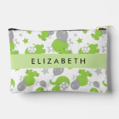 Patroon van groene olifanten, sterren, Jouw naam Etui (Achterkant)