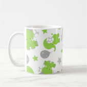 Patroon van groene olifanten, sterren, Jouw naam Koffiemok (Links)