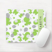 Patroon van groene olifanten, sterren, Jouw naam Muismat (Met muis)