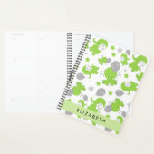 Patroon van groene olifanten, sterren, Jouw naam Planner (Display)