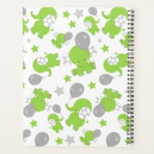 Patroon van groene olifanten, sterren, Jouw naam Planner (Achterkant)