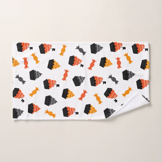patroon van halloween snoep en cupcakes bad handdoek (Handdoek)