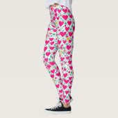 Patroon van harten en groene bladeren leggings (Links)