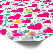 Patroon van harten en groene bladeren poster (Hoek)