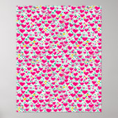 Patroon van harten en groene bladeren poster (Voorkant)