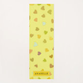 Patroon van harten, gele harten, Jouw naam Yogamat (Voorkant)