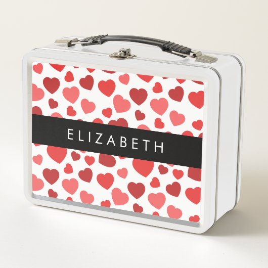 Patroon van harten, rode harten, Jouw naam (Voorkant)