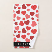 Patroon van harten, rode harten, Jouw naam Bad Handdoek (Handdoek)