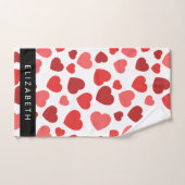 Patroon van harten, rode harten, Jouw naam Bad Handdoek (Handdoek)
