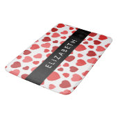 Patroon van harten, rode harten, Jouw naam Badmat (Gekanteld)